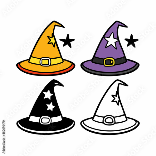 Halloween Hat Set Vector Illustration