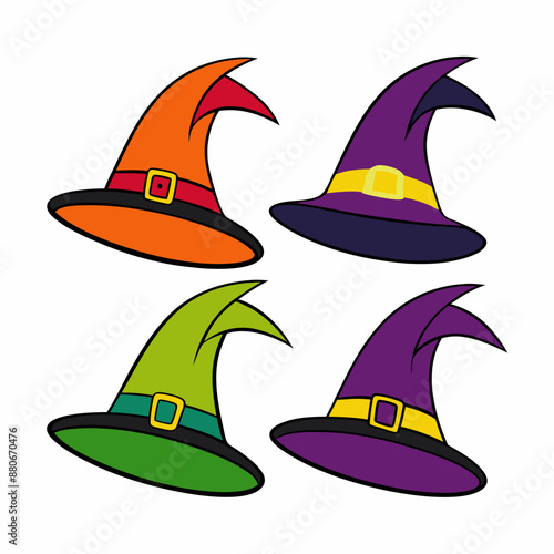 Halloween Hat Set Vector Illustration