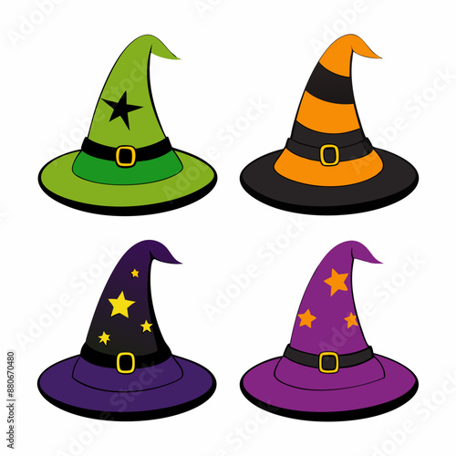 Halloween Hat Set Vector Illustration