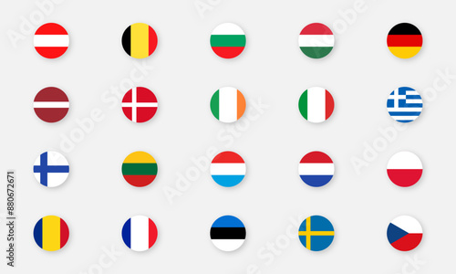 Free Download Flags of European countries. Flag vector icons on isolated background with realistic shadow. Vector set of European countries flags. Vector EPS 10 - GFXLoad