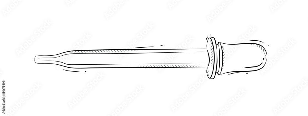 Pipette for medical purposes drawing in graphic style on white background