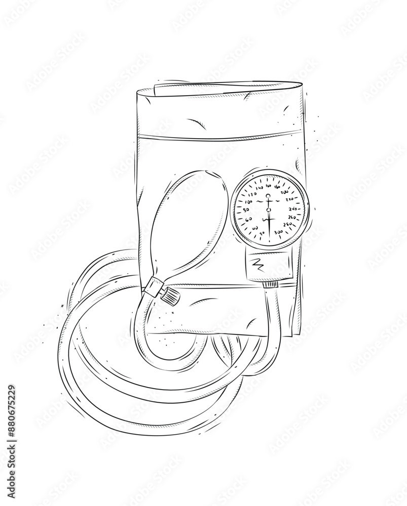 Pressure measurement tool for medical purposes drawing in graphic style on white background