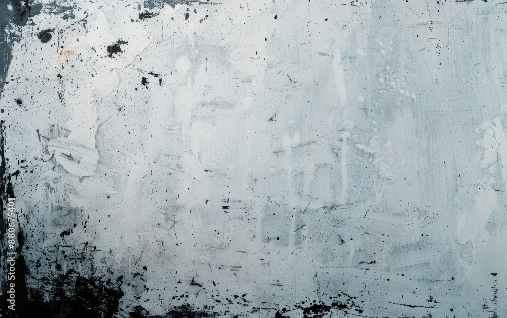 Fototapeta premium Abstract textured background with black and white paint splattered and spread across the surface, creating a dynamic and artistic pattern.