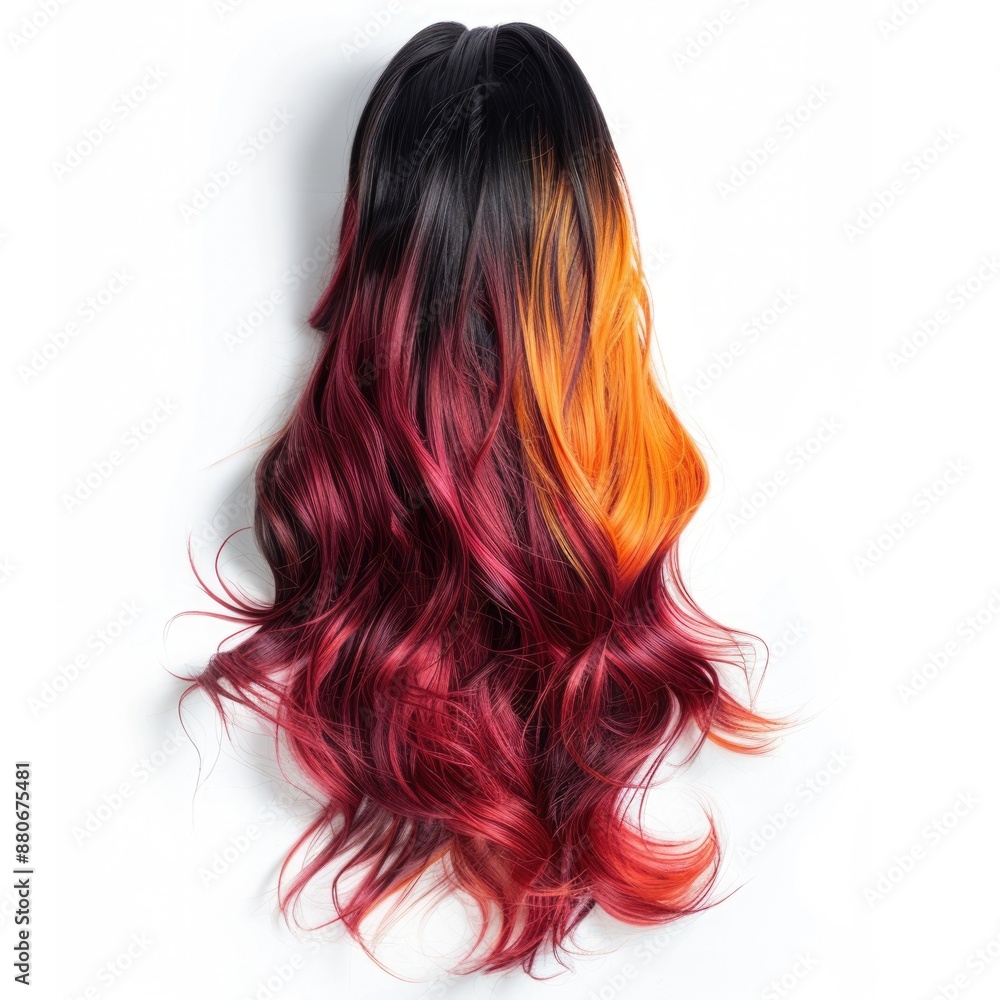 Bohemian Artist Styled Long Ombre Wig on White Background Bohemian Artist Styled Long Ombre Wig on White Background