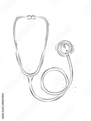Obraz na płótnie Stethoscope for medical purposes drawing in graphic style on white background w salonie