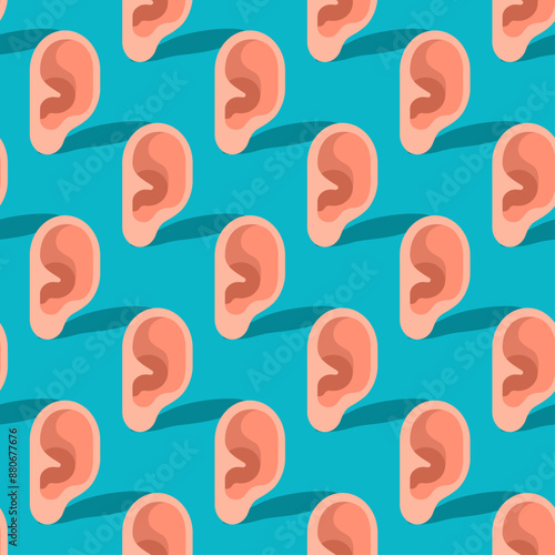 Human Ear pattern seamless. Ears background.