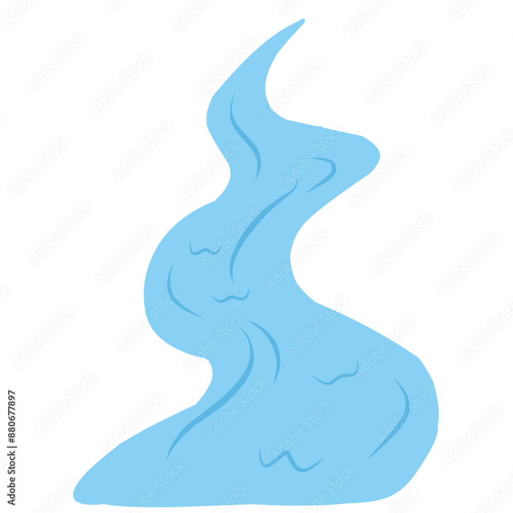 Cartoon river, river isolated on white background