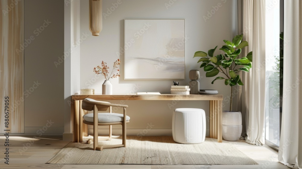 Serene Minimalist Home Office: Embracing Soft Textures and Natural Light for Enhanced Mental Wellness Serene Minimalist Home Office: Embracing Soft Textures and Natural Light for Enhanced Mental Wellness