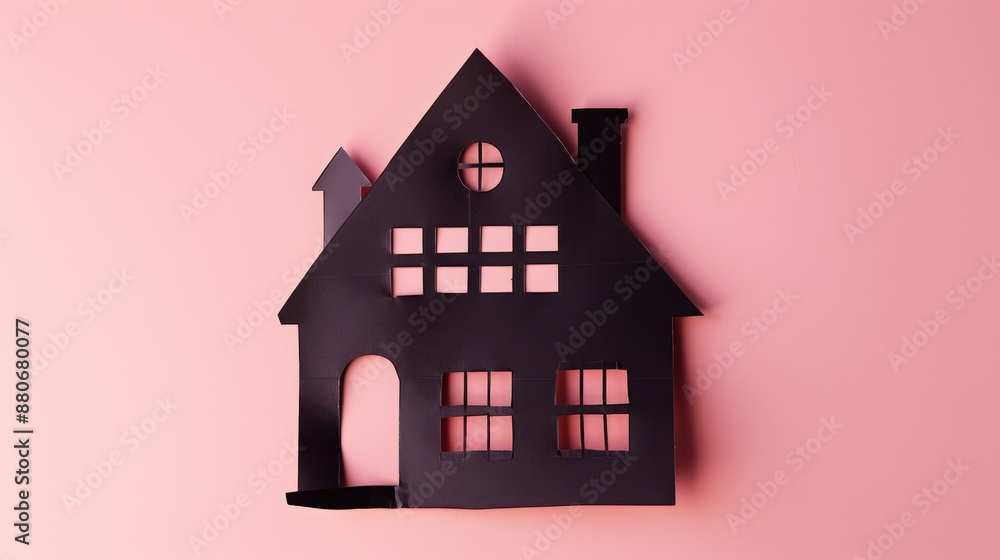 A house made of paper. Origami-style city houses with windows. The concept of buying and renting housing. Homeyness and comfort. A house made of paper. Origami-style city houses with windows. The concept of buying and renting housing. Homeyness and comfort.