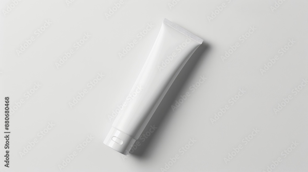 Mockup of a cosmetic product with a white tube on a white background Mockup of a cosmetic product with a white tube on a white background