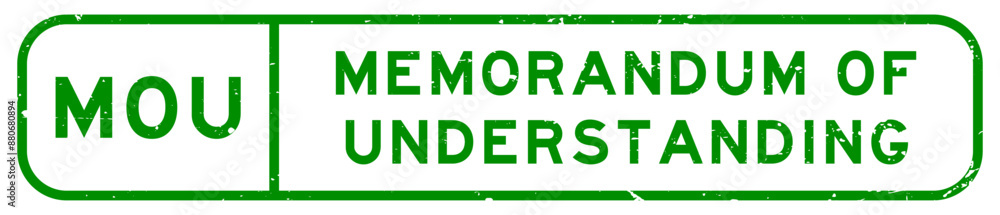 Grunge green MOU memorandum of understanding word square rubber seal stamp on white background Grunge green MOU memorandum of understanding word square rubber seal stamp on white background