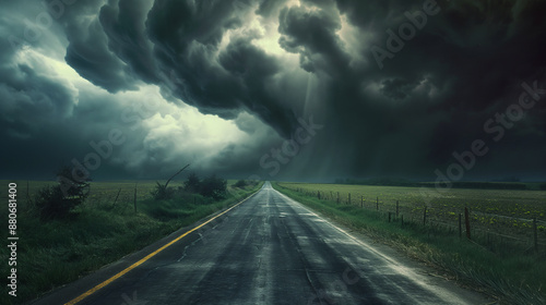 storm clouds over the road