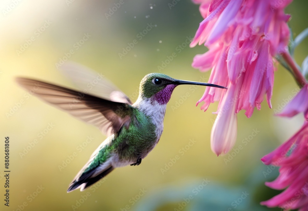 Fototapeta premium flower colourful creative creativity honey colours art floral hummingbird spirituality flying imagination animal