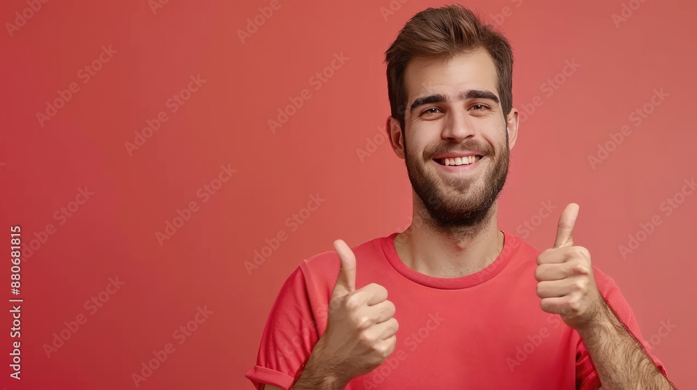 Smiling Man Giving Thumbs Up, on a solid color background. Smiling Man Giving Thumbs Up, on a solid color background.