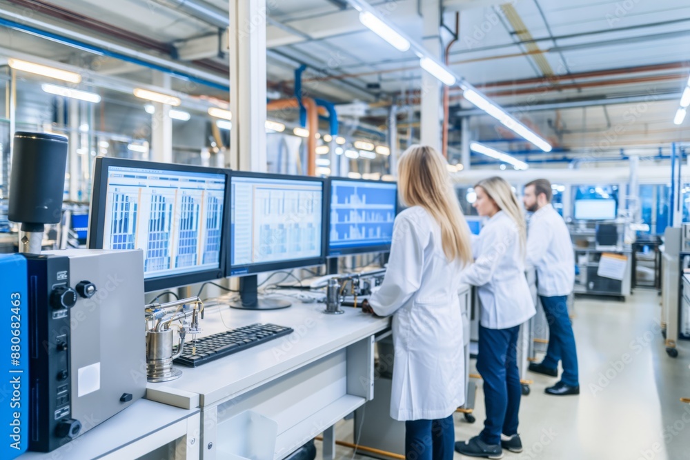 Scientists working with high-tech equipment in a modern laboratory