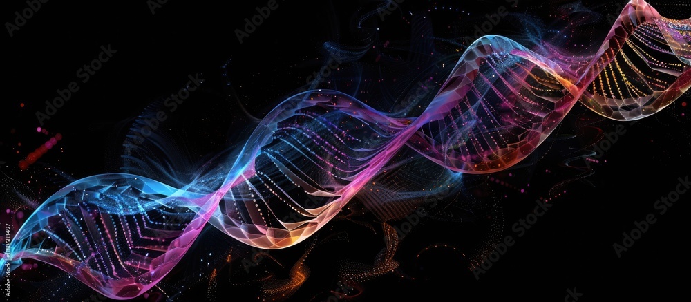 Genetic diagram medicine displayed on a black backdrop with empty space for additional images available Genetic diagram medicine displayed on a black backdrop with empty space for additional images available