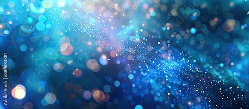 Teal blue abstract art background with multicolored blur lens flares and a galaxy design perfect for a copy space image