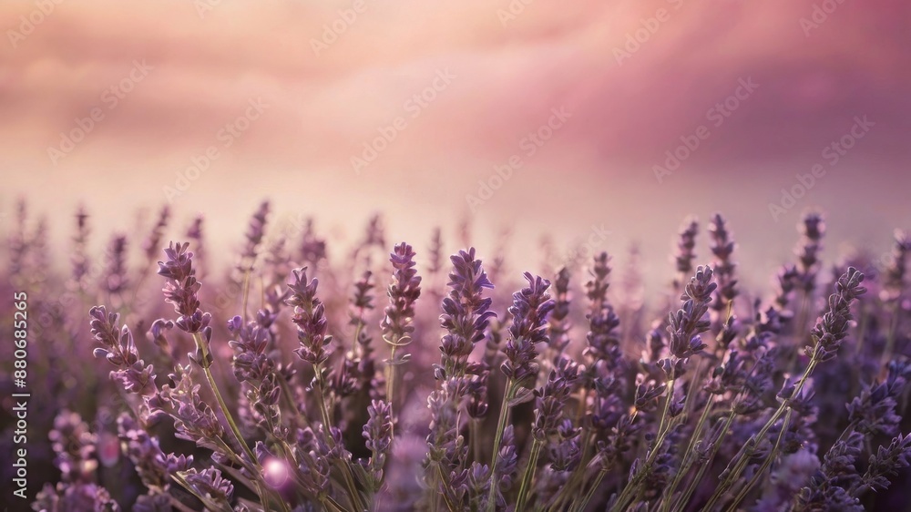 Fototapeta premium Lavender field in the sunset rays