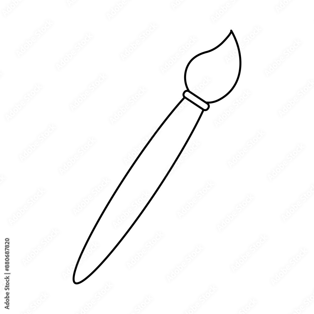 Fototapeta premium Paint brush line black icon. Contour symbol of brush pen. Editable stroke