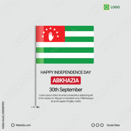 Abkhazia Independence Day Social Media Banner, Editable Vector Design with Flag
