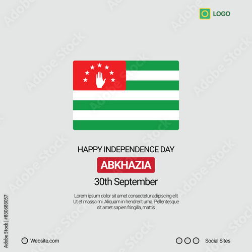 Abkhazia Independence Day Social Media Banner, Editable Vector Design with Flag