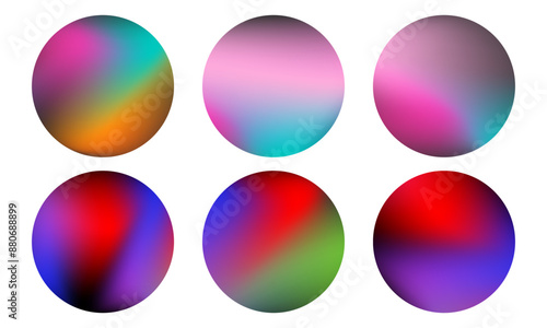 Collection of vibrant gradient circles for modern digital design, with colorful and dynamic elements. Vector illustration on white background.