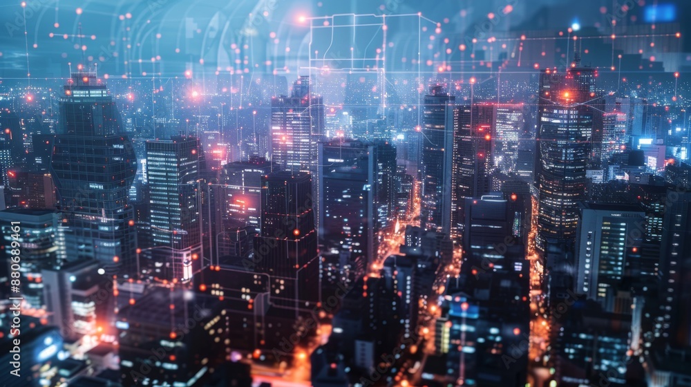 Abstract digital city background Technology and innovation concept 3D Rendering Abstract digital city background Technology and innovation concept 3D Rendering