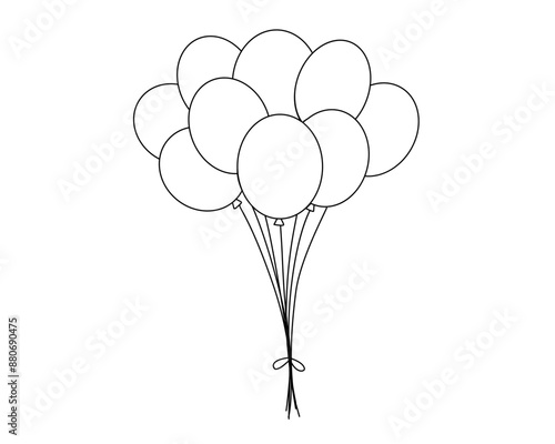 Balloons outline sketch. Party element vector icon. Line art