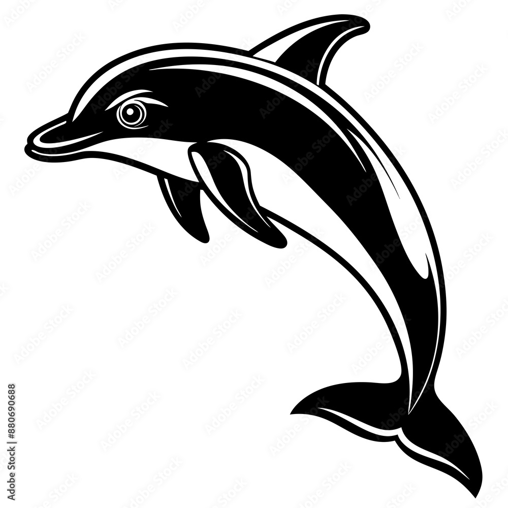 Obraz premium simple elegant dolphin leaping 2 Vector Design and illustration