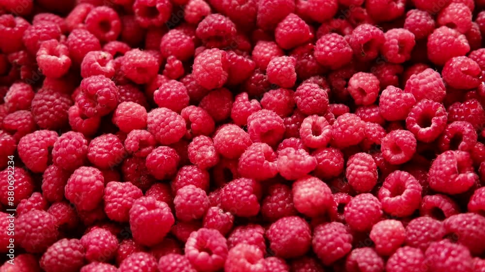 Sweet raspberry spinning background. Collection of fresh raspberries. Red ripe berry close-up. Juicy berries. Vegetarian, vegan and raw food. Organic product. Ethical consumption. From farm to table Sweet raspberry spinning background. Collection of fresh raspberries. Red ripe berry close-up. Juicy berries. Vegetarian, vegan and raw food. Organic product. Ethical consumption. From farm to table