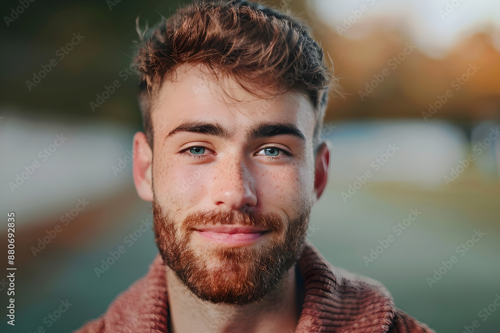 Young happy man looking at camera outdoor - Focus on face Young happy man looking at camera outdoor - Focus on face