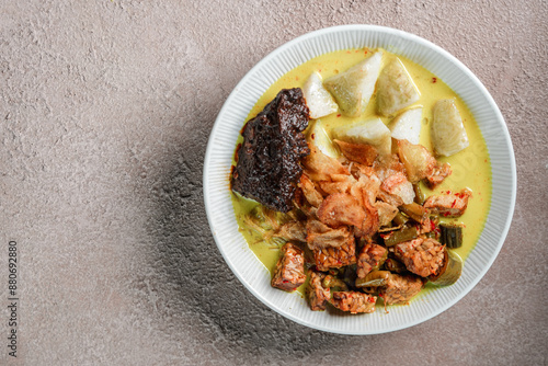 Lontong sayur or vegetable rice cake is an Indonesian traditional rice dish