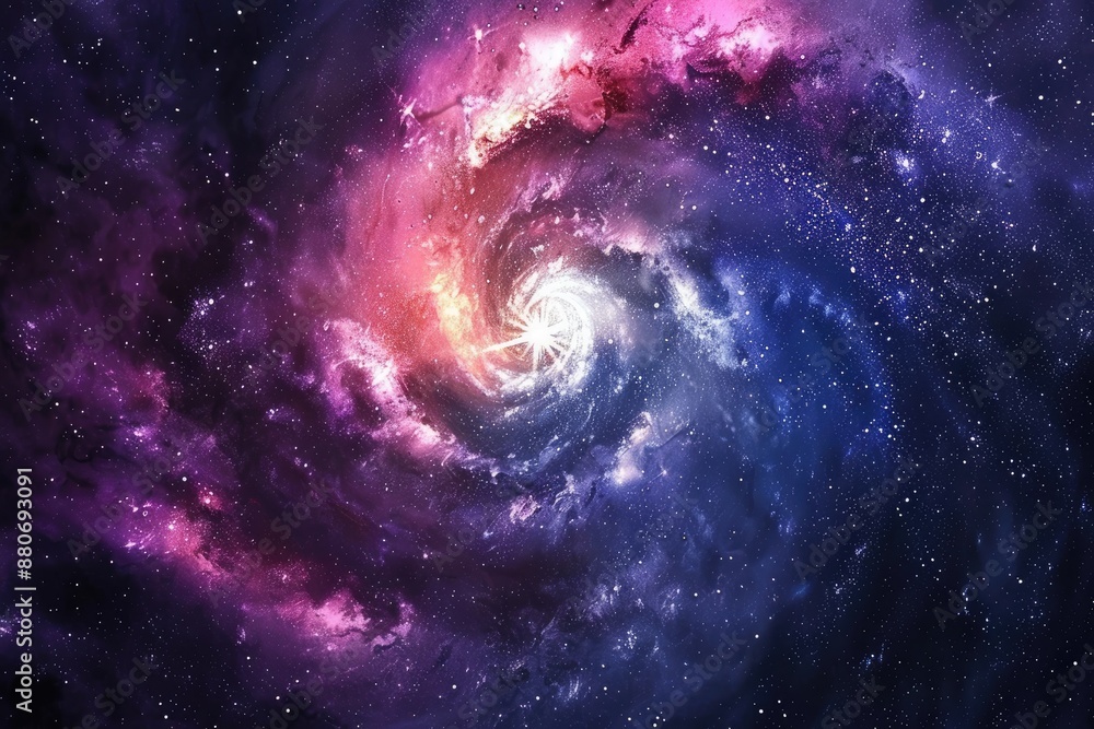 Fototapeta premium Colorful space spiral galaxy cloud nebula. Universe science astronomy. Supernova background wallpaper.