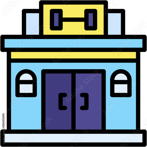 Vector Icon Gym, Fitness, Building, Sport, Exercise, Sportive