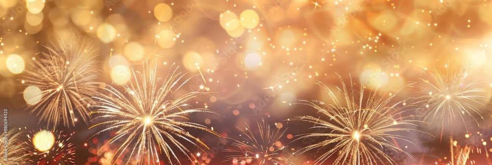 Fototapeta premium Golden Fireworks Celebration