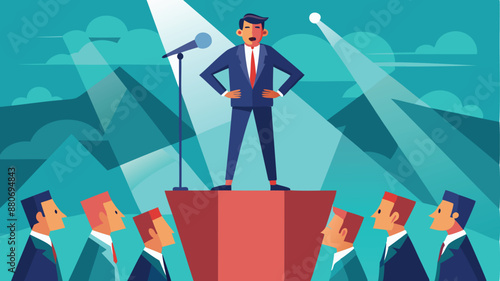 Overcoming Podium Phobia: Nervous Businessman Faces Fear of Public Speaking