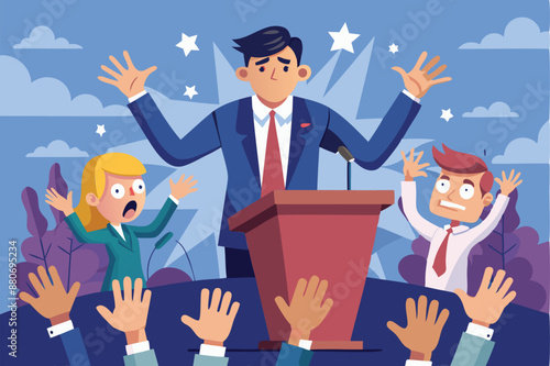 Overcoming Podium Phobia: Nervous Businessman Faces Fear of Public Speaking