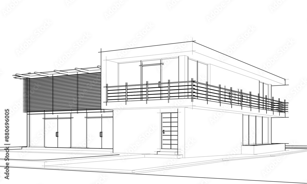 house building sketch architecture 3d illustration house building sketch architecture 3d illustration