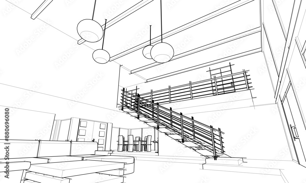 house building sketch architecture 3d illustration house building sketch architecture 3d illustration