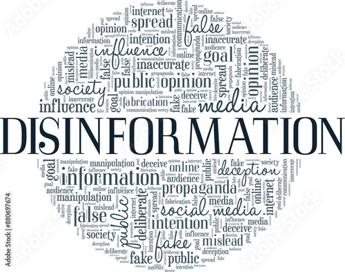 Disinformation word cloud conceptual design isolated on white background.