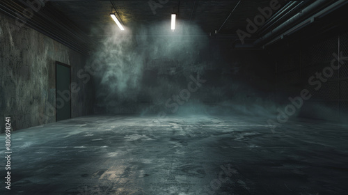 Wallpaper Mural The garage interior is depicted with dim lighting and a haze of smoke, creating a dramatic and industrial ambiance.
The walls and ceiling are obscured by shadows and smoke, enhancing the atmospheric  Torontodigital.ca