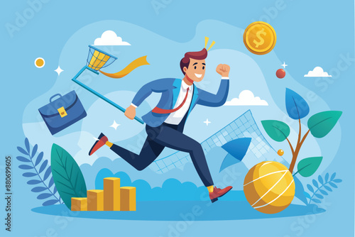 Slam Dunking Financial Goals: Determined Businessman Strives for Success and Wealth