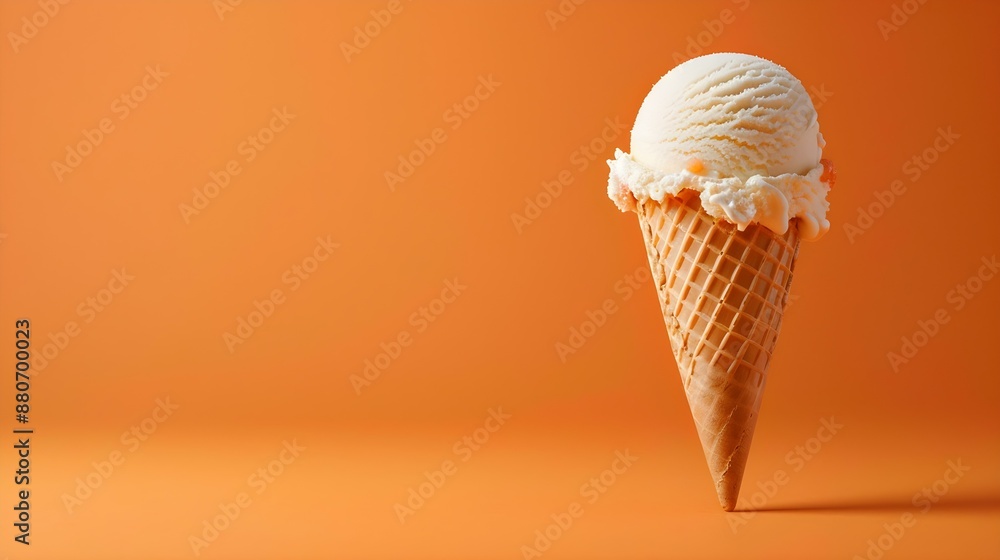Peach Fuzz Ice Cream Cone on an orange Background with Copy Space Peach Fuzz Ice Cream Cone on an orange Background with Copy Space