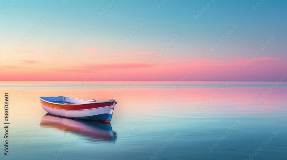 Fishing boat anchored near a quiet beach at dawn, peaceful and traditional. Fishing boat anchored near a quiet beach at dawn, peaceful and traditional.