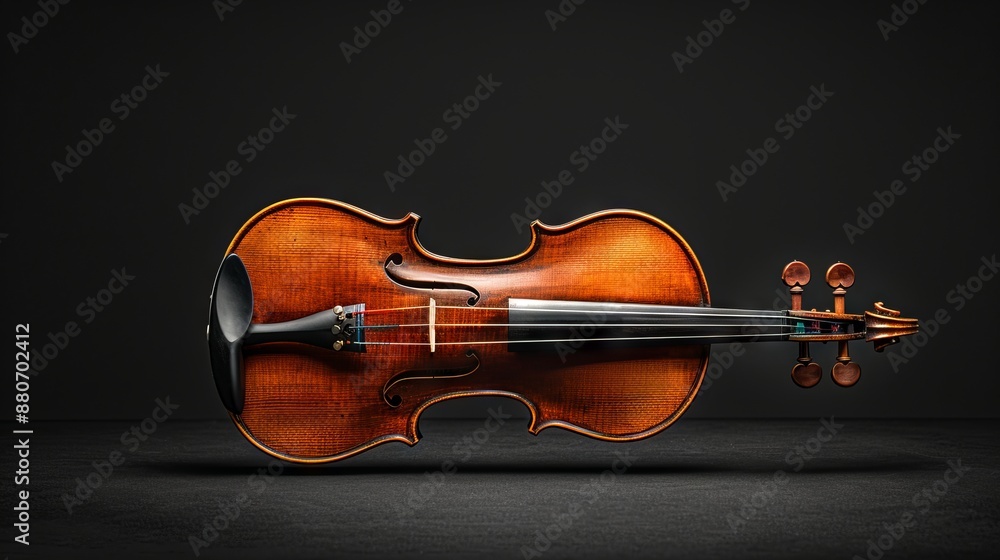 Fototapeta premium Beautiful classic violin on a dark background