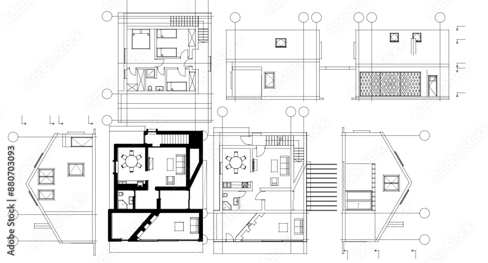 house traditional architecture plan 3d illustration
house traditional architecture plan 3d illustration