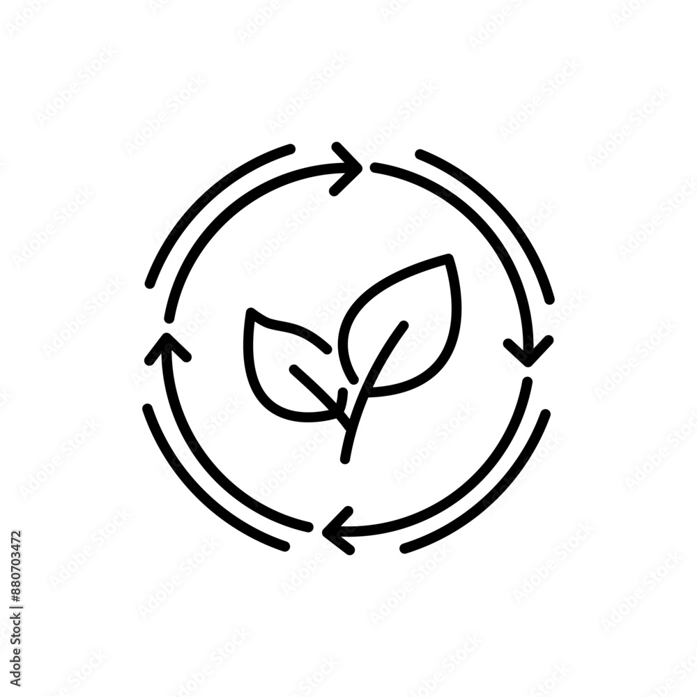 Organic recycle icon, eco care, reusable environmental, ecology friendly reuse, logo, thin line web symbol on white background - editable stroke vector illustration eps 10 Organic recycle icon, eco care, reusable environmental, ecology friendly reuse, logo, thin line web symbol on white background - editable stroke vector illustration eps 10