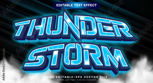 Thunder Storm 3D editable text effect template with thunder pattern