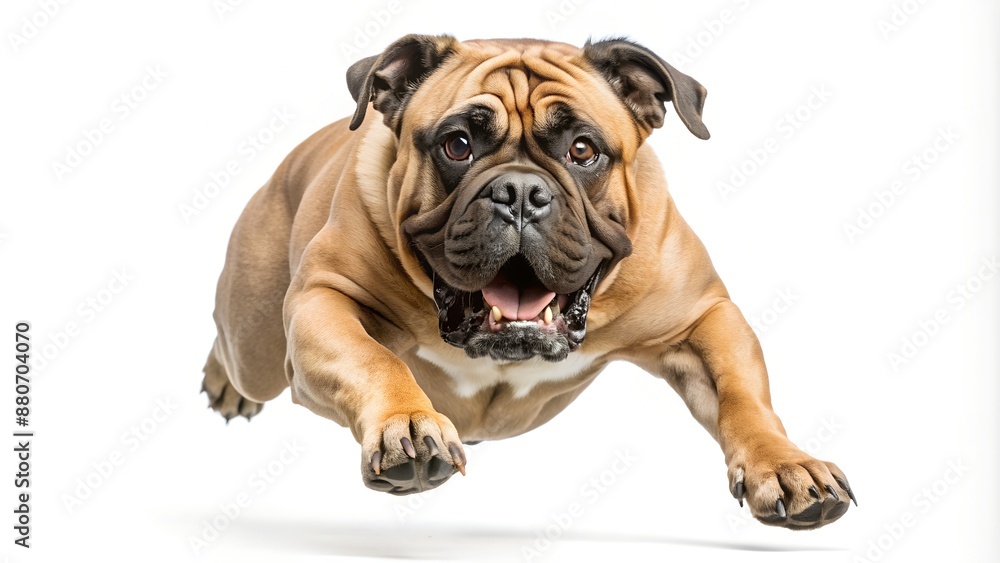 Obraz premium Playful Bulldog Leaping with Excitement