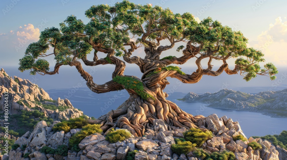 Ancient Tree on Cliffside Overlooking Ocean Ancient Tree on Cliffside Overlooking Ocean